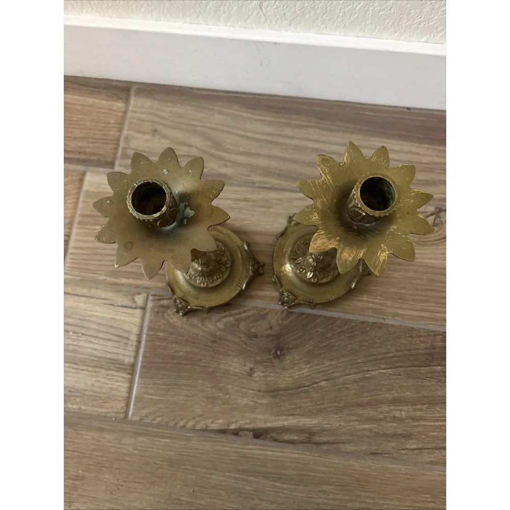 Pair of GORGEOUS‎ Vintage Cherub Candlesticks, Brass 10